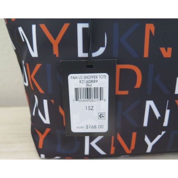 DKNY R21ADR89 LG Multicolor Signature Logo Allover Print Pam Shopper Tote $168 - Picture 6 of 13
